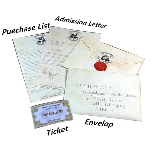 HP Envelop + Hogwarts Ticket +Hogwarts Admission Letter + Purchase List (HP Birthday Gift) - Magicartz